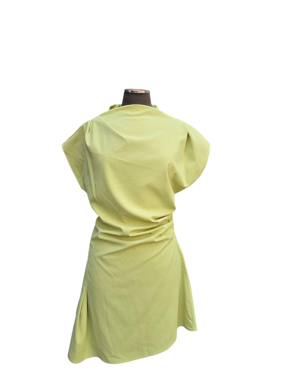 Lemon Green Short Sleeve Wrap-Style Women’s Dress